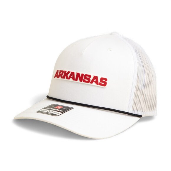 Arkansas Razorbacks ARKANSAS Red 3D Snapback Trucker Rope Hat- White/ Black - Picture 2 of 3